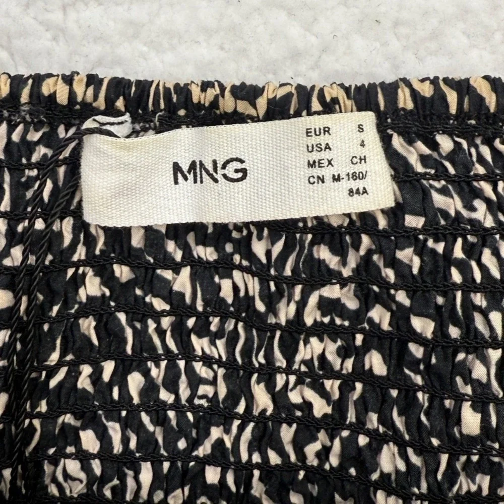Mango MNG Abstract Animal Print Midi Dress Modern Safari Square Neck Size S/4 - Picture 8 of 12